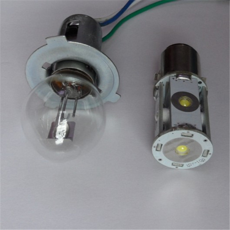 D灯 内置电动车大灯LED灯泡S2电动车灯泡BA20D双爪头直径20mm 12V CREE芯片白聚光镜面 5W