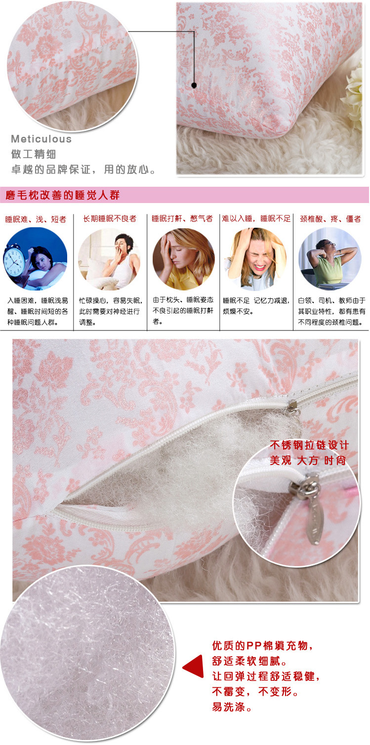 
                                        缘自淘 优质宾馆枕头 舒逸枕 纤维枕 磨毛压花枕头 枕芯 舒适枕  真空压缩 48cm*74cm                
