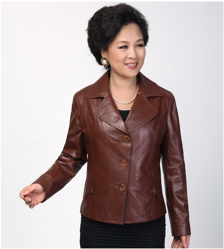2014春装新款<em>中老年</em>皮衣<em>女短款</em>夹克海宁真皮