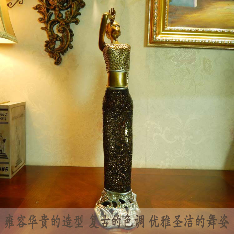 
                                        Lmdec 欧式美女软装饰品 客厅创意摆件家居饰品 古典孔雀舞女人物雕塑 艺术玄关摆设                