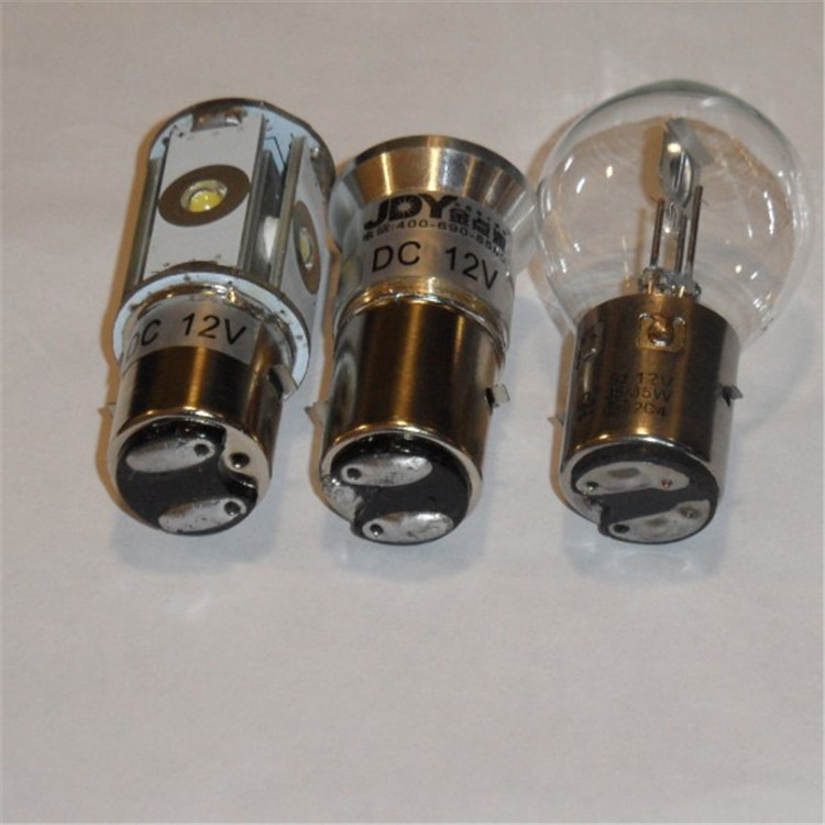 D灯 内置电动车大灯LED灯泡S2电动车灯泡BA20D双爪头直径20mm 12V CREE芯片白聚光镜面 5W