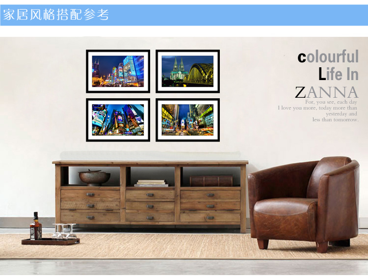 百易尚品框画客厅装饰画餐厅卧室玄关挂画 灯火阑珊M款 50*70咖啡色框