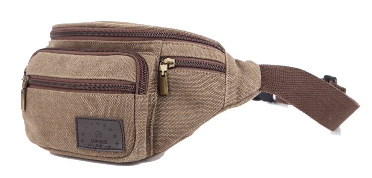 星立男士休闲腰包 新款多功能纯棉帆布腰包 韩