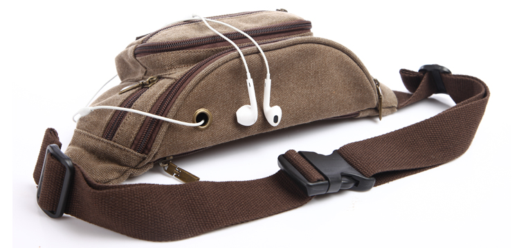 星立男士休闲腰包 新款多功能纯棉帆布腰包 韩