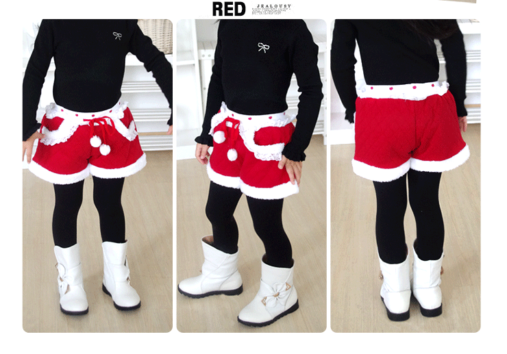 布丁达人秋<em>冬</em>款<em>女童</em>加厚款<em>短裤</em>靴裤KZ0140 红