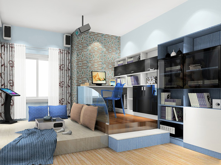 尚品宅配 定做书房榻榻米床 现代简约书柜 免费