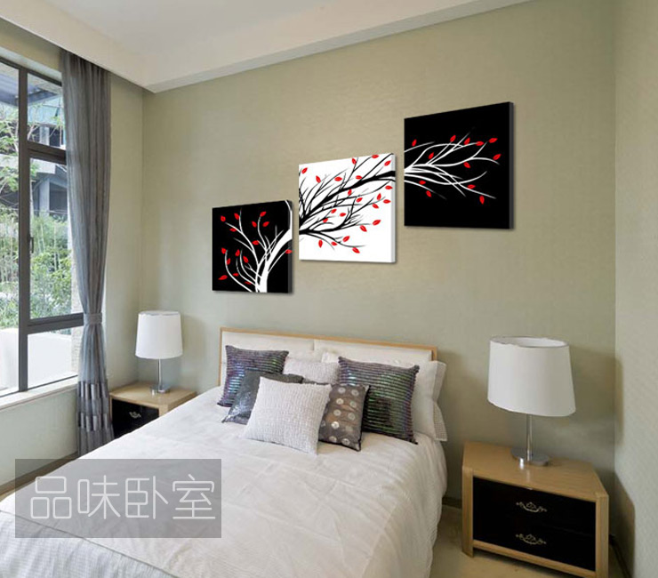 
                                        优柯 沙发墙画客厅装饰画卧室壁画现代简约幸福发财树无框画三联幅 9mm70*70cm(1套)                