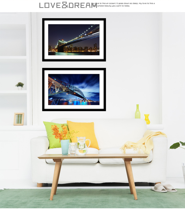 百易尚品框画客厅装饰画餐厅卧室玄关挂画 灯火阑珊M款 50*70咖啡色框