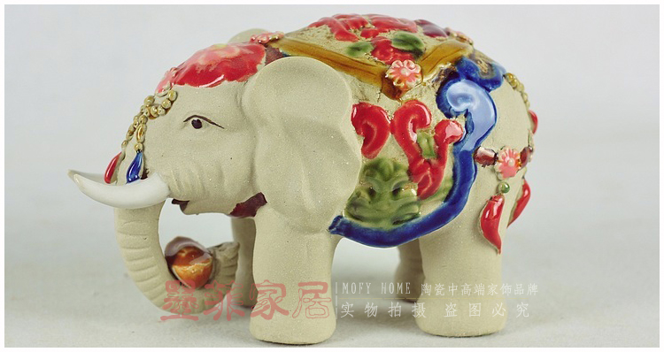 墨菲 东南亚陶瓷象 现代时尚创意简约家居装饰工艺品摆件礼品 一对价 小号一对价