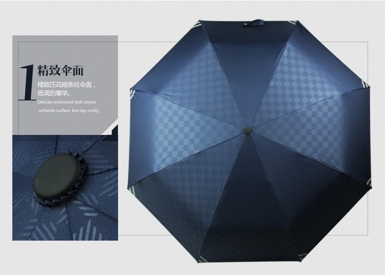 菲诺雨伞雨具折叠创意晴雨伞男女兼用伞商务自动伞自开收全自动雨伞超大 深海蓝