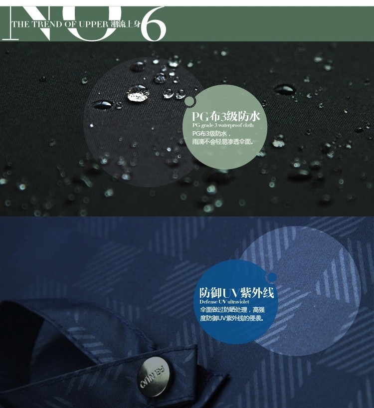 菲诺雨伞雨具折叠创意晴雨伞男女兼用伞商务自动伞自开收全自动雨伞超大 深海蓝