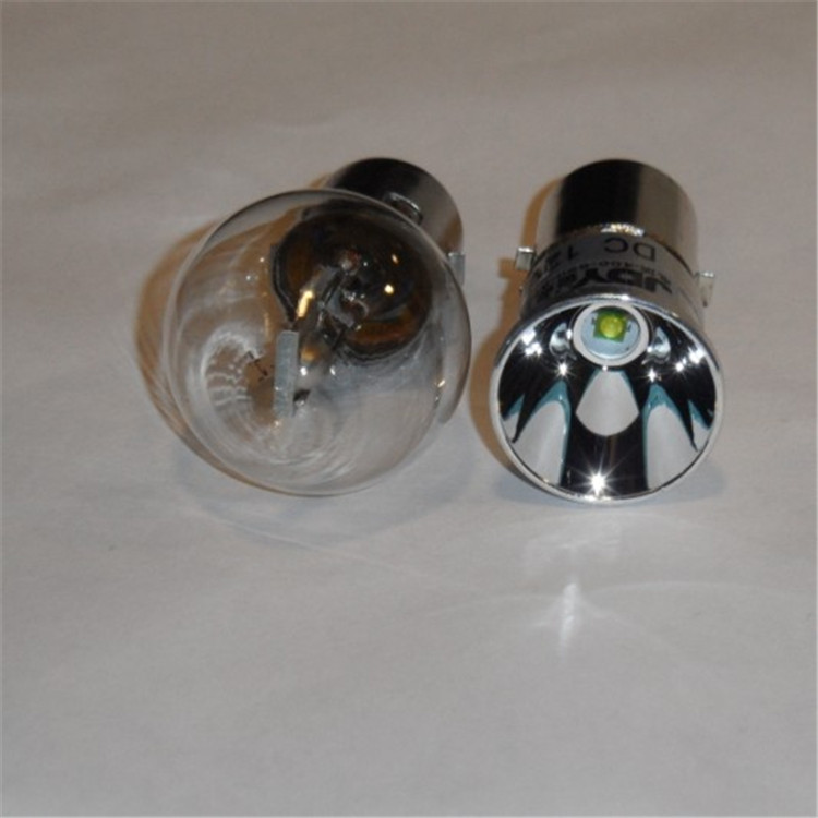 D灯 内置电动车大灯LED灯泡S2电动车灯泡BA20D双爪头直径20mm 12V CREE芯片白聚光镜面 5W