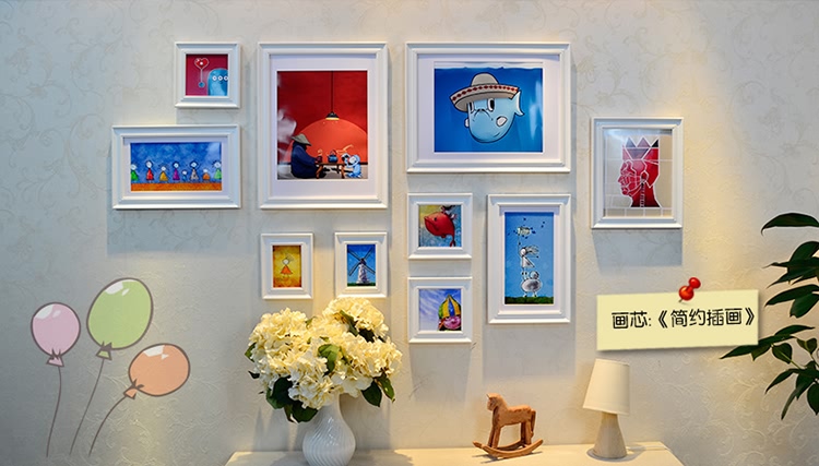 欧式实木<em>照片墙</em> 创意立体<em>线条</em>相片墙 简欧高档