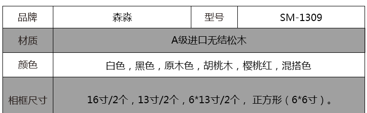 
                                                            森淼照片墙 创意相片装饰画框相框墙组合 13寸16寸墙饰实木像框架礼品 全白色 爱琴海画芯                