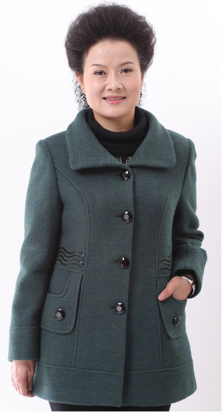 香江名媛中<em>老年</em>秋<em>冬装女外套</em> 中长款羊毛呢大