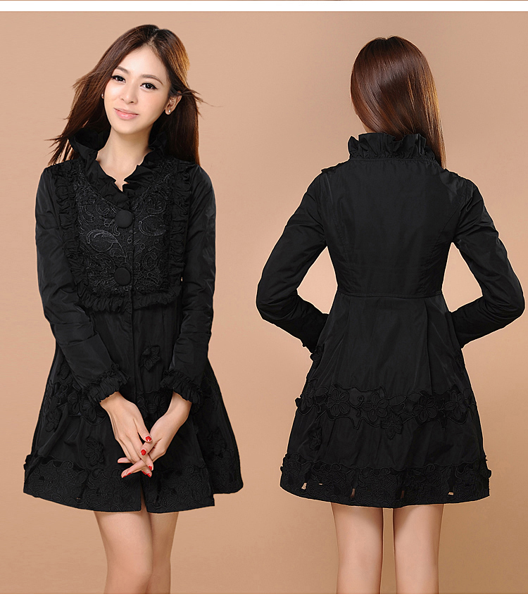 高裳伊美春秋装蕾丝女士棉质<em>加肥</em>加大码外套韩