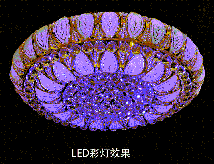 艾斯尼现代简约时尚大厅灯餐厅金色聚宝盆圆形客厅灯水晶灯led吸顶灯