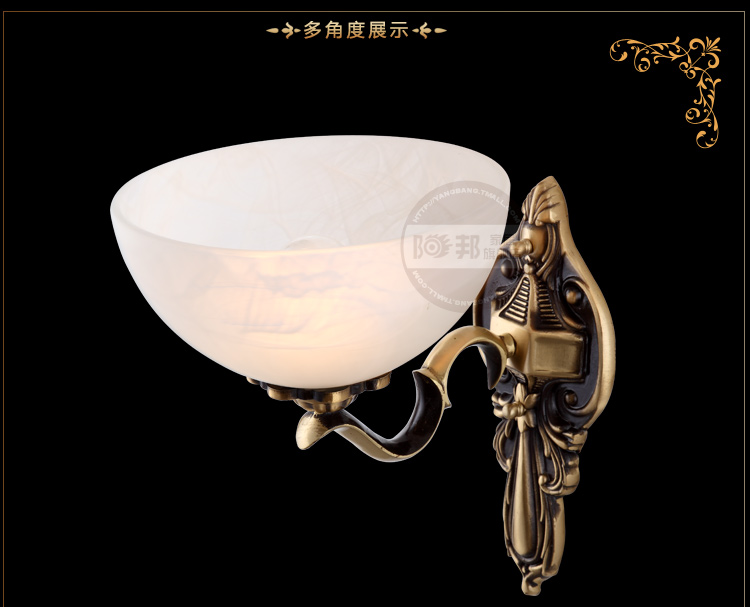 
                                        阳邦欧式铜壁灯 全铜壁灯 欧式卧室灯饰 欧式壁灯床头灯具3052                