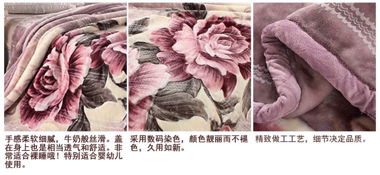 卡缦家纺 双面拉舍尔毛毯 10斤玫瑰满园 200*240cm