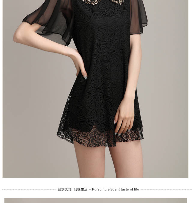 Love Ya 2015 looks great, female thick mm summer lace shirt snow woven dresses black XXXL pictures, price, brand platters! Elections are good character, the national distribution, so why buy now enjoy more preferential! Health