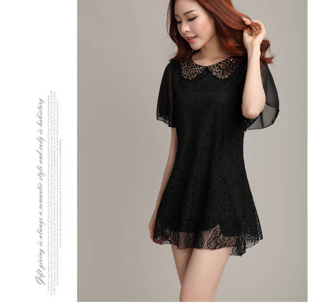 Love Ya 2015 looks great, female thick mm summer lace shirt snow woven dresses black XXXL pictures, price, brand platters! Elections are good character, the national distribution, so why buy now enjoy more preferential! Health