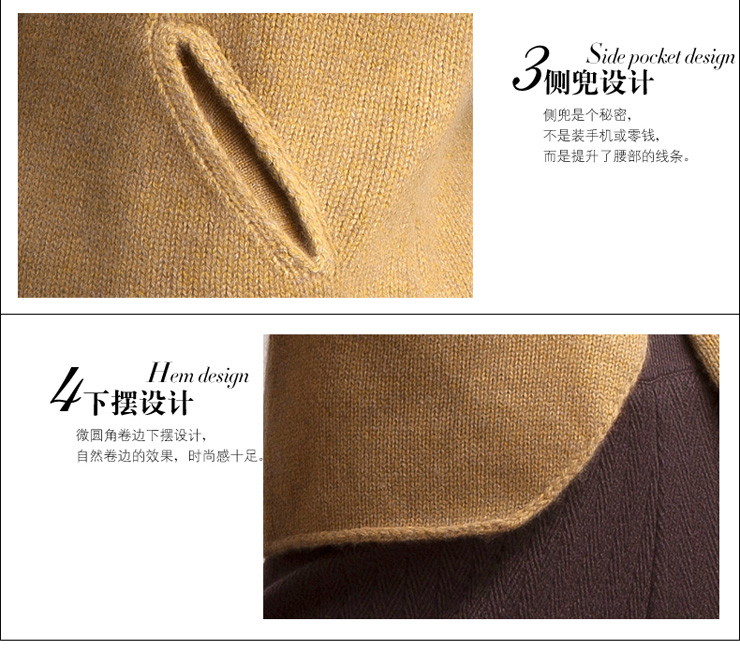 M&E 翻领<em>羊绒小开衫</em> 女100%纯山羊绒 货到付