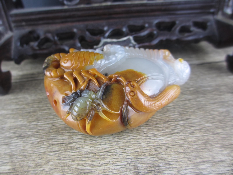 聚达珠宝 天然黄龙玉水草花手把件 俏色精雕五