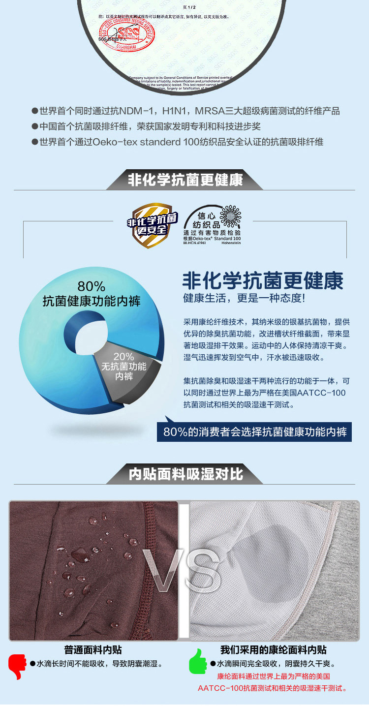 【3条装】<em>生活地带</em> <em>内裤</em> <em>男士竹纤维</em>男平角内