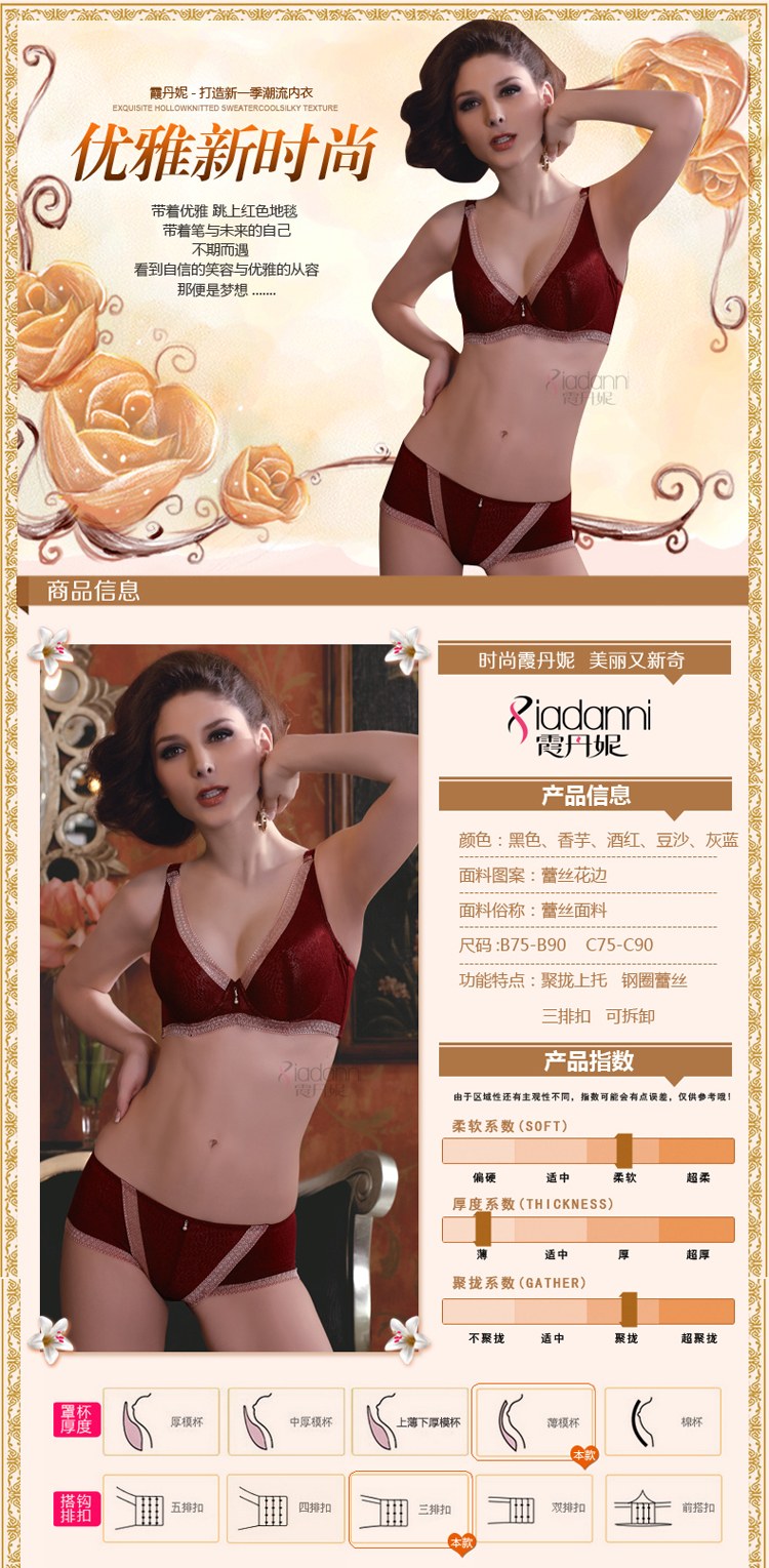 霞丹妮<em>文胸罩</em>87428深V性感蕾丝B杯<em>C杯</em>聚拢调