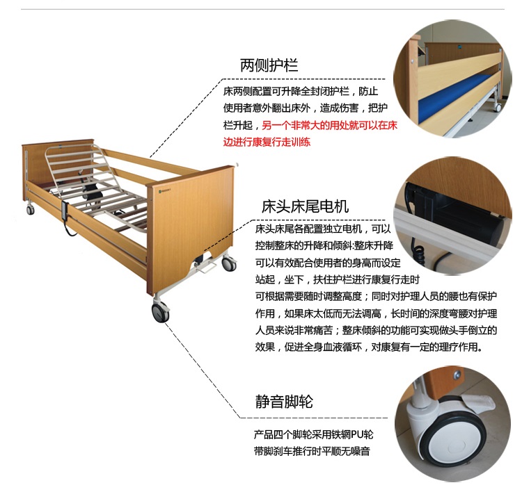 世道sidhil 家用多功能电动护理床 可升降可倾斜