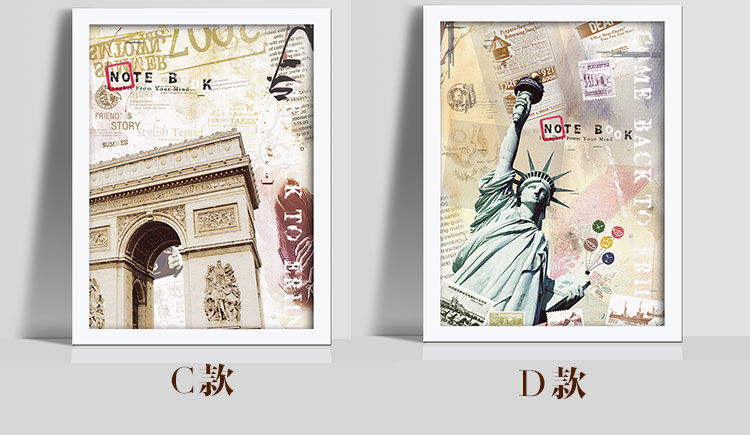 百易尚品个性创意客厅卧室有框画装饰画壁画挂画 C款白框 30*40