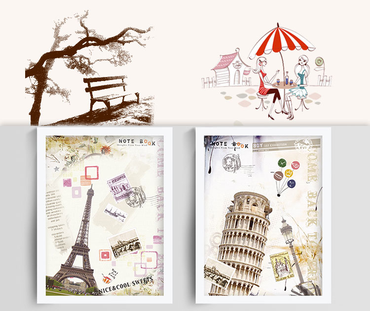 百易尚品个性创意客厅卧室有框画装饰画壁画挂画 C款白框 30*40