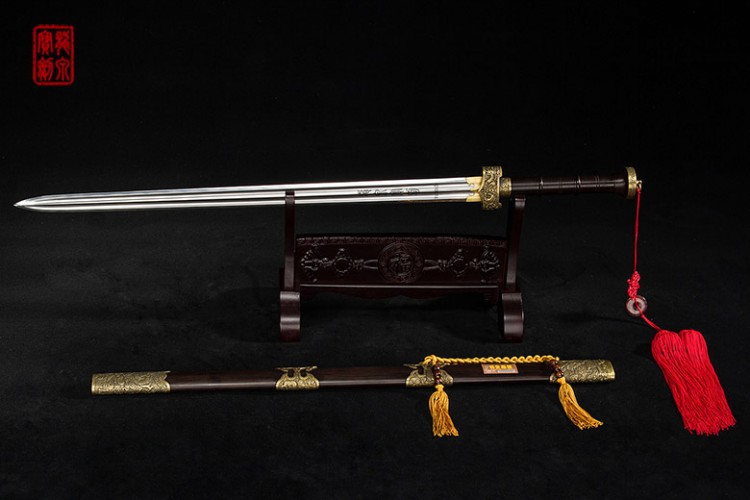 正品龙泉宝剑 张叶胜大师手工收藏品 百炼花纹