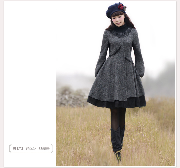 <em>烟花烫</em>SD<em>2013</em>秋冬<em>新款女装</em>气质复古长袖毛呢