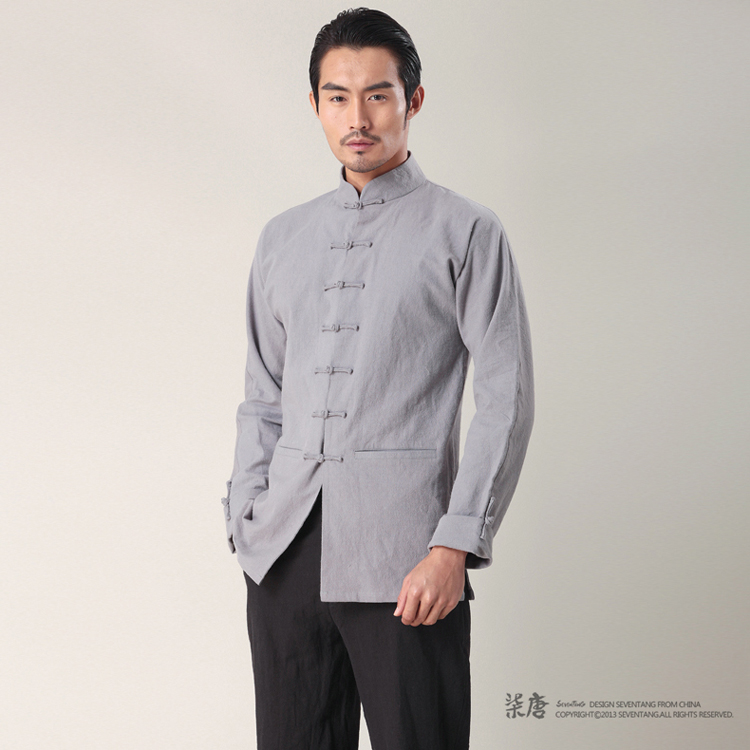 京东商城 柒唐中国风立领衬衫 中式改良民族服