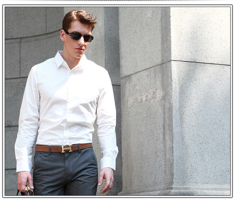 boss专柜正品男装2014春装新款长袖衬衫黑白