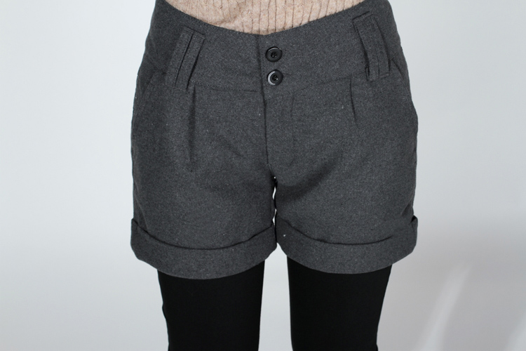 高腰<em>毛呢短裤</em>子<em>秋冬</em>韩版女修身靴裤百搭2013