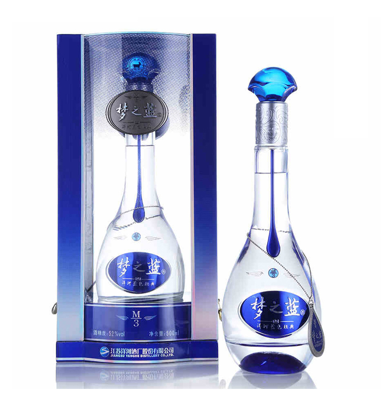 52度洋河蓝色经典梦之蓝M3 500ml 整箱4瓶 绵