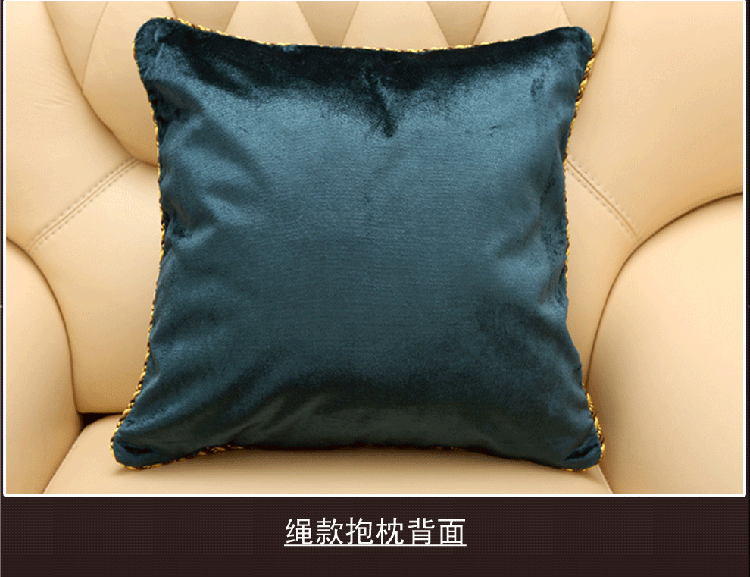 舒布艺坊 欧式高档烫金抱枕靠垫腰枕可定做 奢香黄 默认绳款靠垫48*48(含芯)