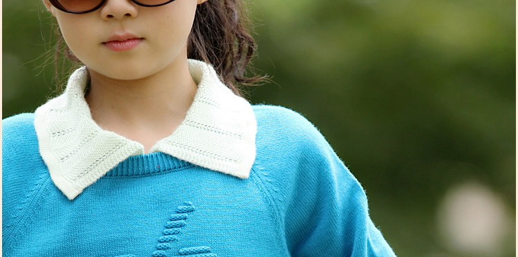 女童<em>毛衣</em>春装新款 童装女<em>儿童</em>翻领编织<em>毛衣女</em>