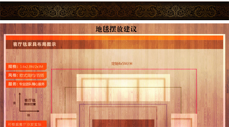 绅士狗 凡尔赛加厚加密剪花地垫欧式入户厨房门垫 9166B蓝色 80厘米*150厘米