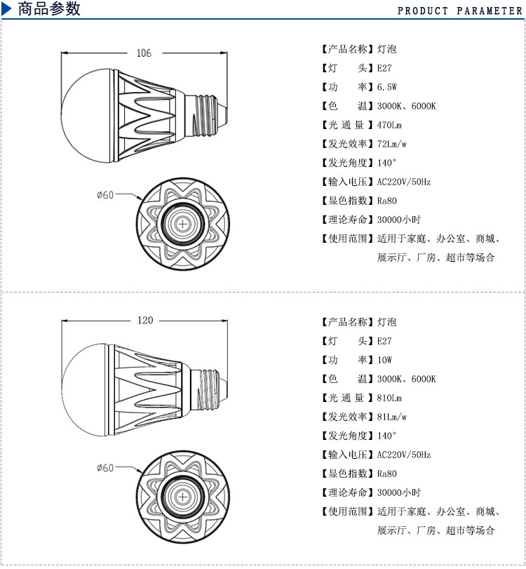 昭信led 金属耐用球泡 节能灯泡 超炫E27螺口暖白光球泡 暖白光 (1679050) 10W