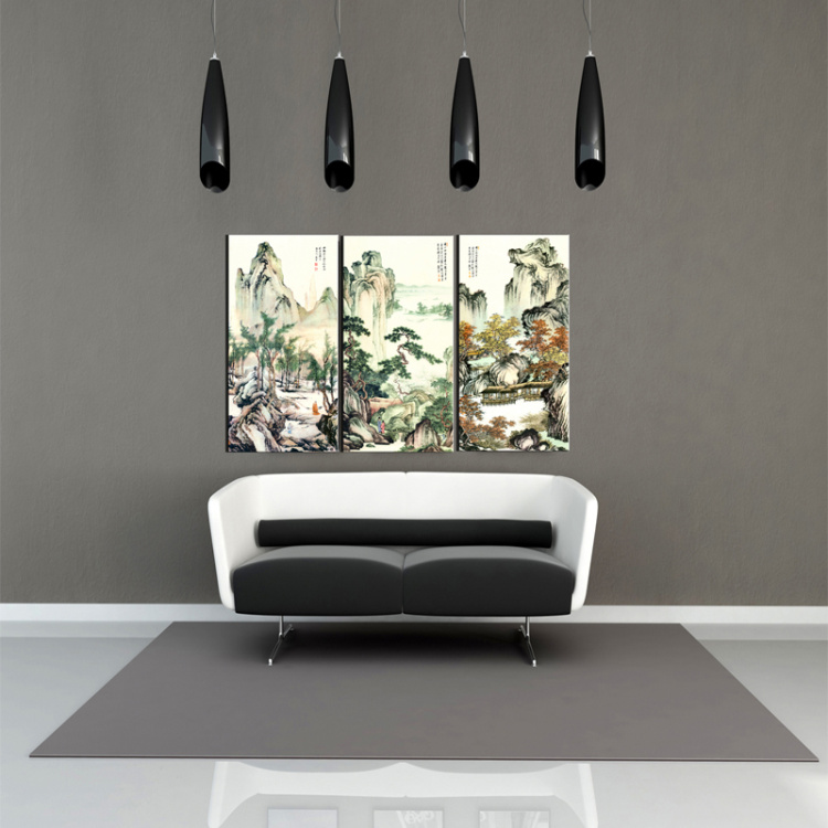 一若高档品牌国画 中式壁画 客厅挂画 沙发背景