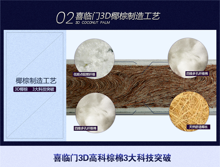 京东商城 喜临门床垫 进口天然乳胶3D椰棕独立