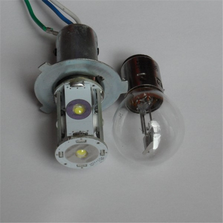 D灯 内置电动车大灯LED灯泡S2电动车灯泡BA20D双爪头直径20mm 12V CREE芯片白聚光镜面 5W