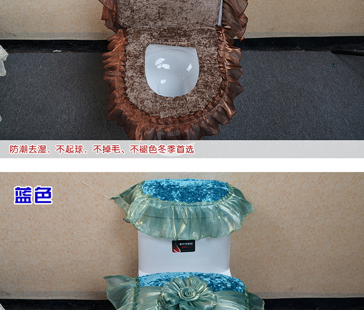 韦韦马桶三件套加厚保暖马桶圈/马桶垫/马桶坐便套多色可选 钻石绒马桶粉 参考详情