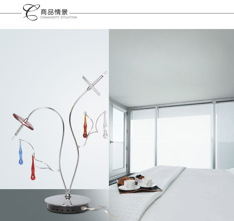 慕阁卧室台灯 现代简约艺术台灯床头灯 创意台灯 水晶床头台灯 送光源 2头适用客厅和卧室4022