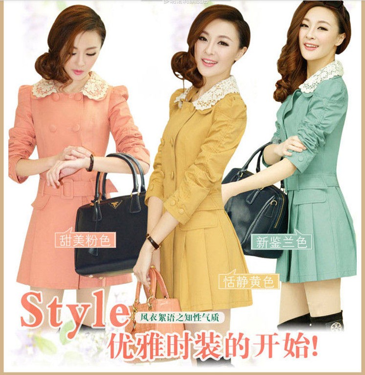 ladys clothing2013<em>秋装上新</em>大衣修身双排扣女