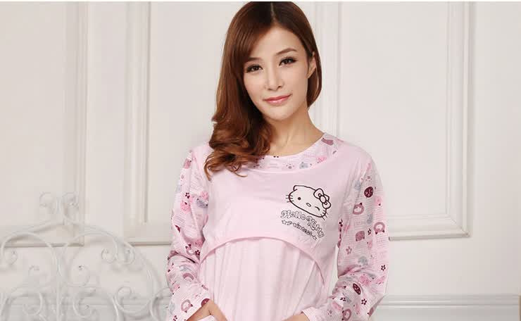 娅诗凡可爱小猫咪<em>春秋女士</em>长袖<em>棉睡衣</em>舒适家居