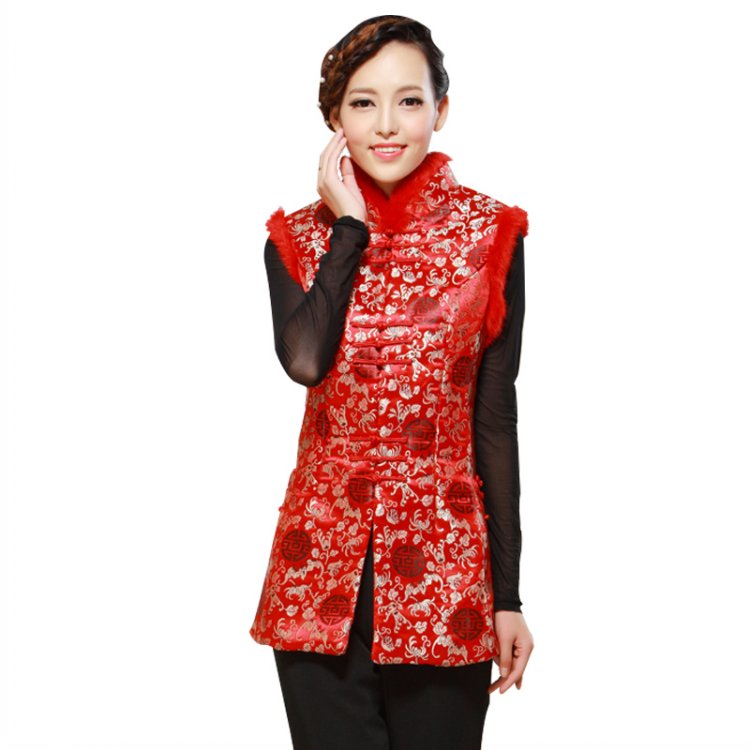 静逸思 2013<em>冬季</em>新品 复古中老年女唐装<em>马甲</em> 大